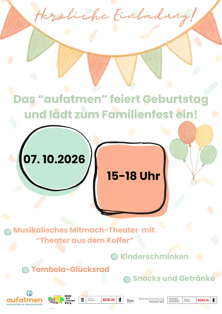 Familienfest und Geburtstag aufatmen 07.10.26, 15-18 Uhr