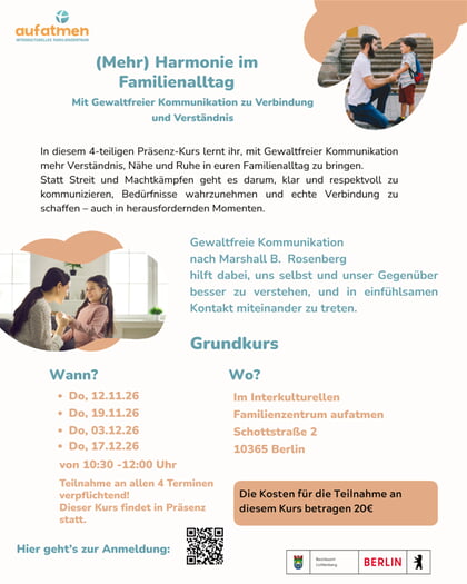 Mehr Harmonie im Familienalltag Grundkurs GFK in Präsenz
